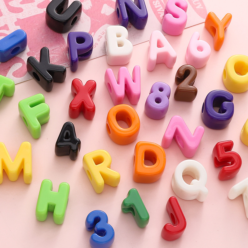Acrylic large hole number letter beads accessories diy handmade bracelets mobile phone chain decoration materials