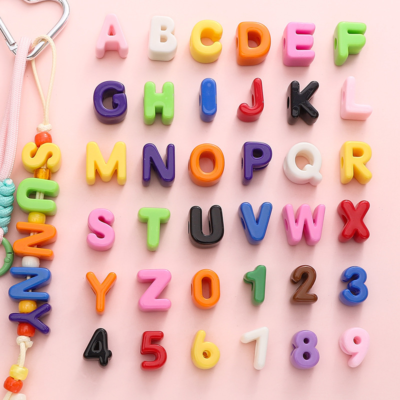 Acrylic large hole number letter beads accessories diy handmade bracelets mobile phone chain decoration materials