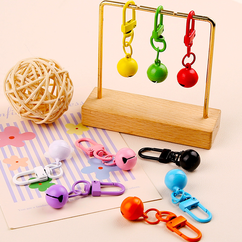 Paint candy color revolving door buckle bell keychain gold accessories hanging buckle DIY bag earphone jewelry pendant