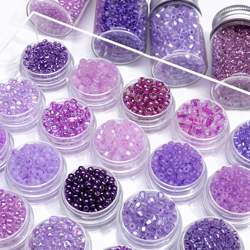 2-4mm dark purple glass rice beads handmade DIY homemade hand beads mobile phone chain bracelet necklace loose bead accessories