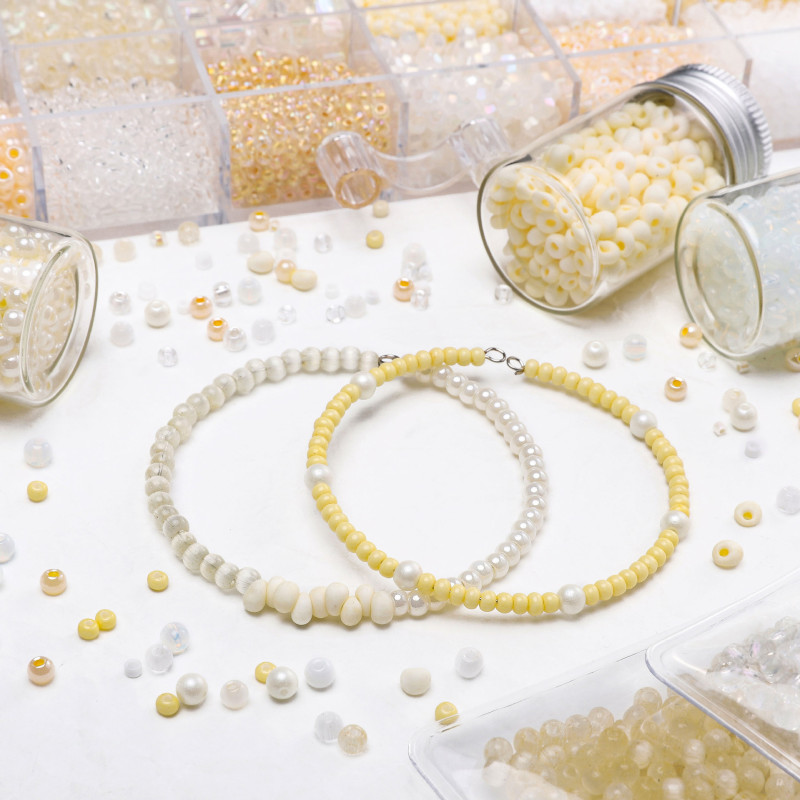 2-4mm millet beads beige glass handmade DIY homemade hand beads mobile phone chain bracelet necklace loose bead accessories