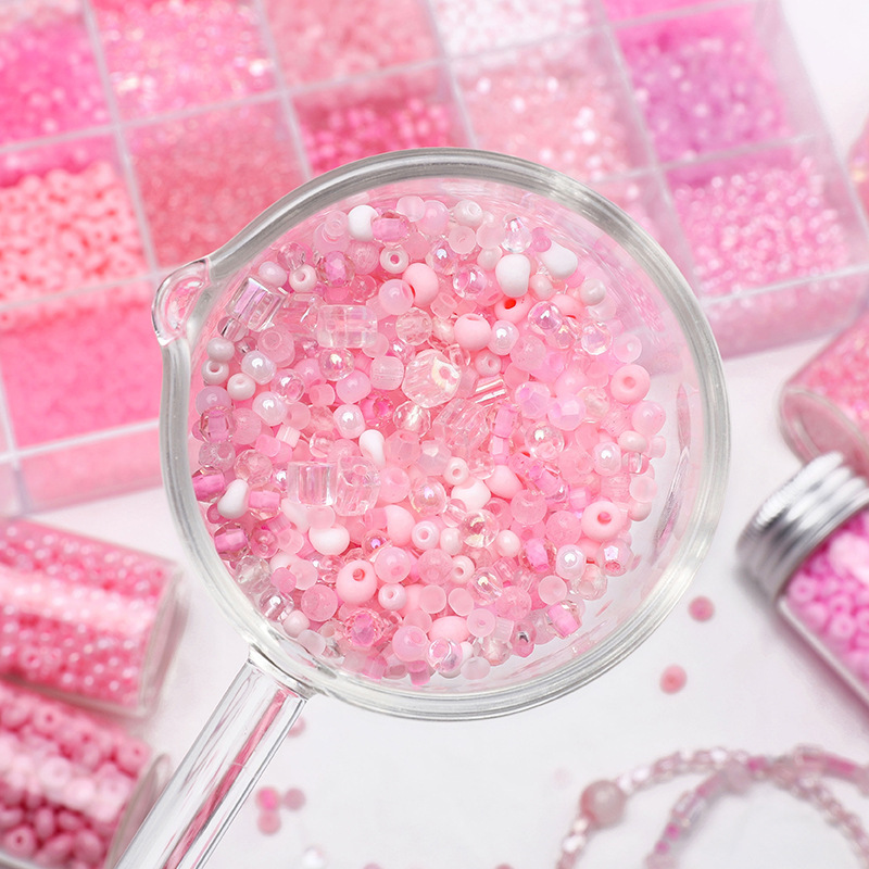 2-4mm millet beads Barbie pink glass handmade DIY homemade hand string beads bracelet necklace loose bead accessories