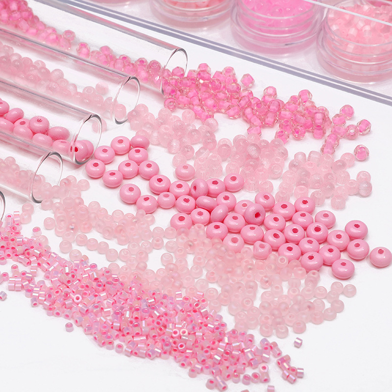 2-4mm millet beads Barbie pink glass handmade DIY homemade hand string beads bracelet necklace loose bead accessories