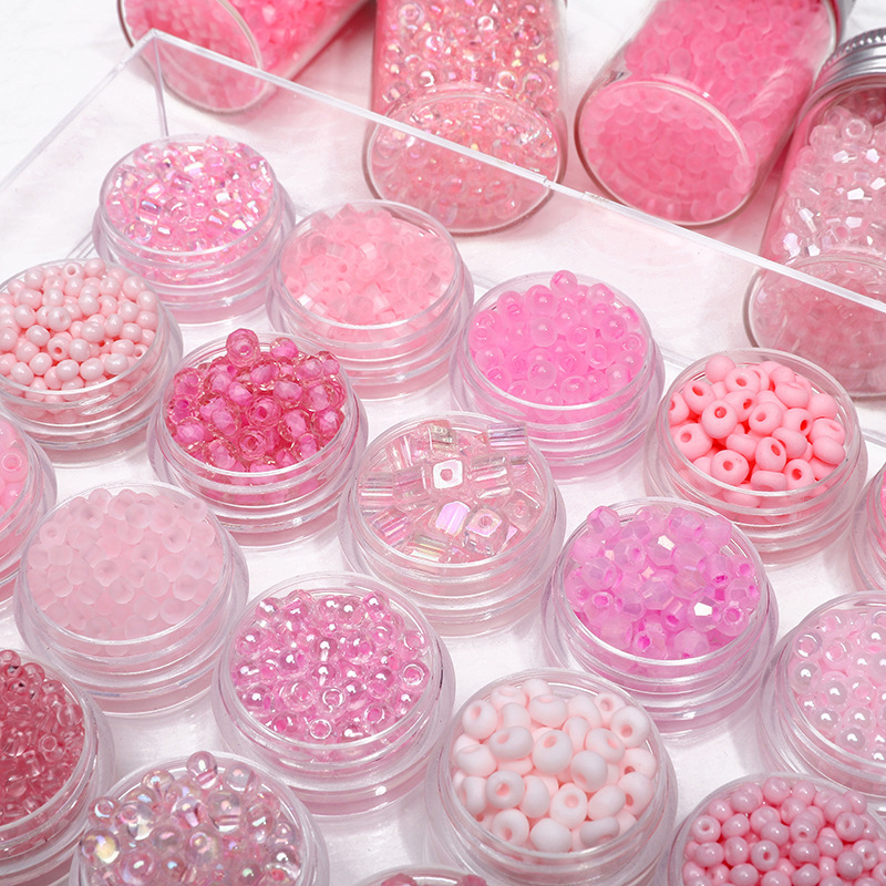 2-4mm millet beads Barbie pink glass handmade DIY homemade hand string beads bracelet necklace loose bead accessories