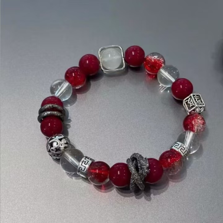 New black round bead bracelet for summer, fresh and elegant, whitening bestie student bracelet