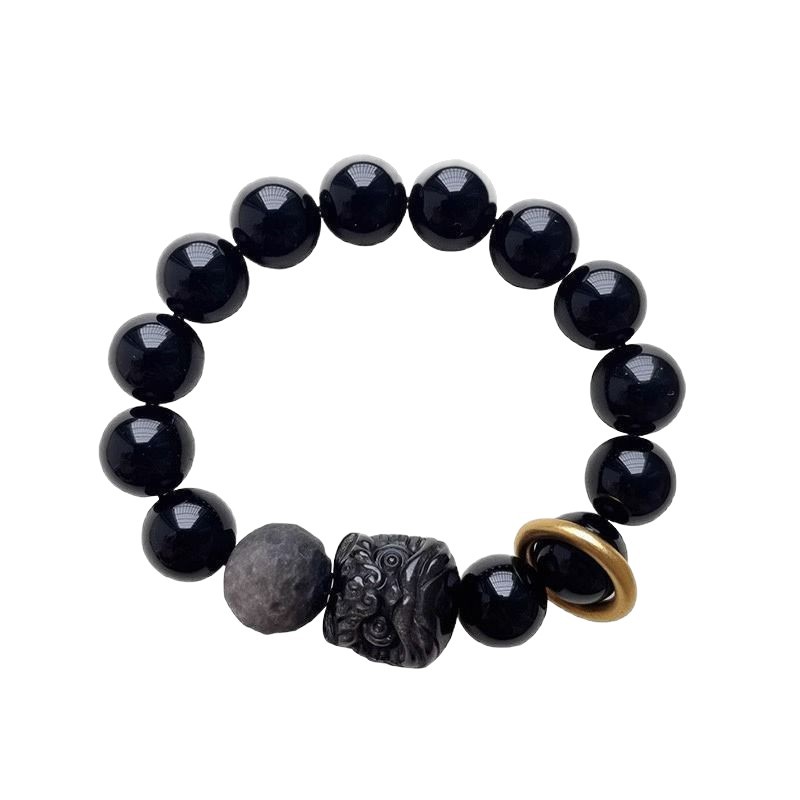 New black round bead bracelet for summer, fresh and elegant, whitening bestie student bracelet