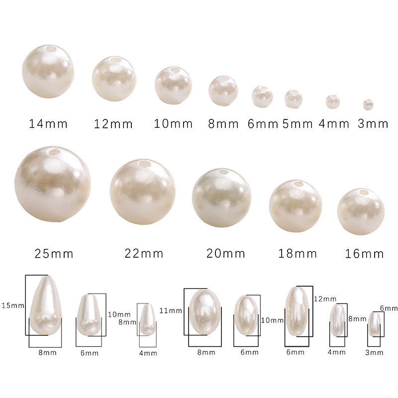 ABS hole imitation pearl loose beads diy handmade beads jewelry accessories homemade bracelet bracelet necklace material