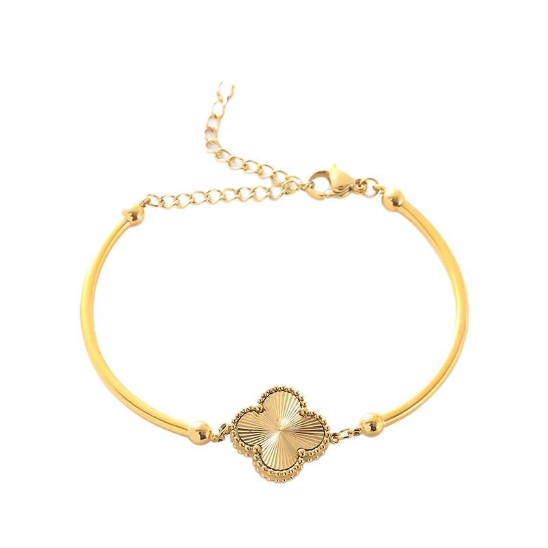 Four-leaf clover bracelet, high-end European and American cross-border fashion necklace for women, simple new style, golden four-leaf clover bracelet