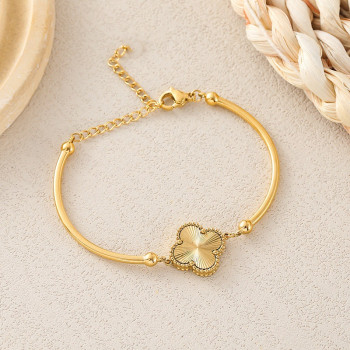 Four-leaf clover bracelet, high-end European and American cross-border fashion necklace for women, simple new style, golden four-leaf clover bracelet