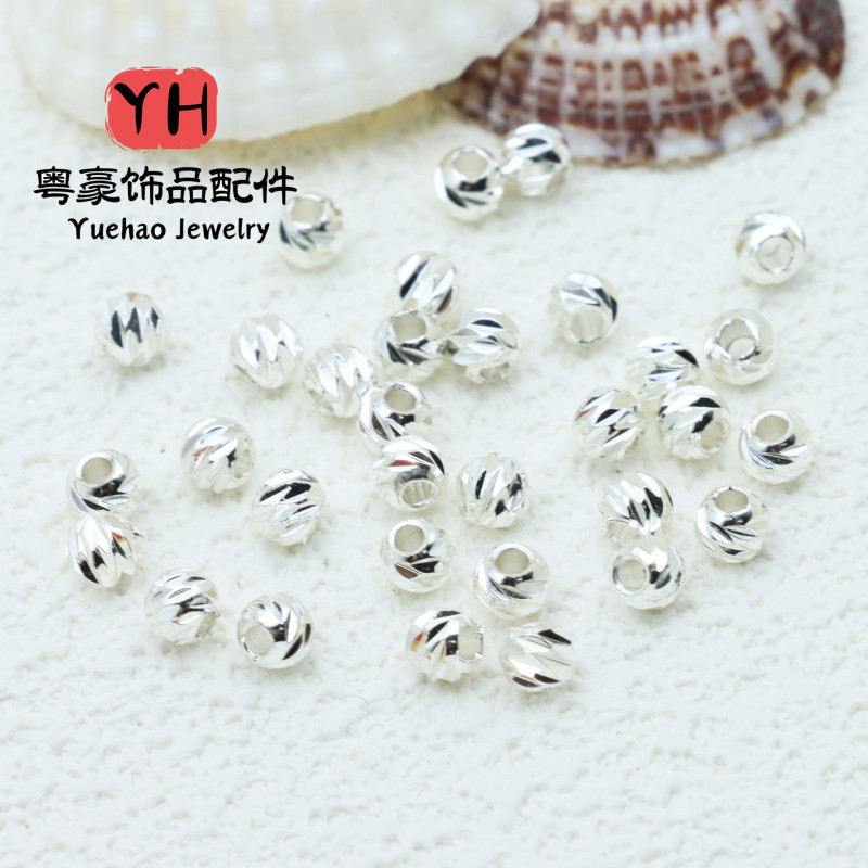Factory direct sales copper beads plated with color-preserving gold faceted beads diy cut corner beads jewelry accessories cut flower beads positioning spacer beads