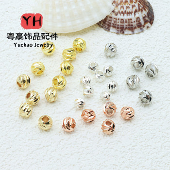 Factory direct sales copper beads plated with color-preserving gold faceted beads diy cut corner beads jewelry accessories cut flower beads positioning spacer beads