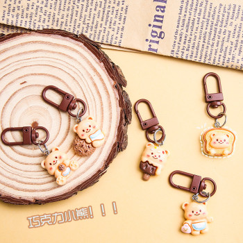 Fun cartoon chocolate bear food toy keychain pendant creative cute diy jewelry pendant girlfriend gift