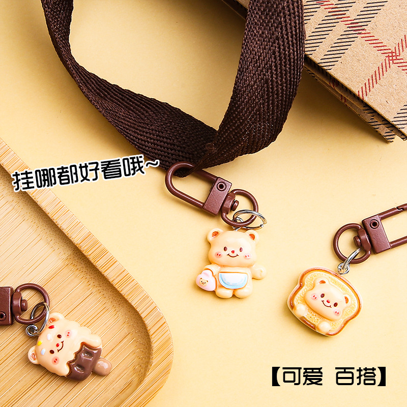 Fun cartoon chocolate bear food toy keychain pendant creative cute diy jewelry pendant girlfriend gift