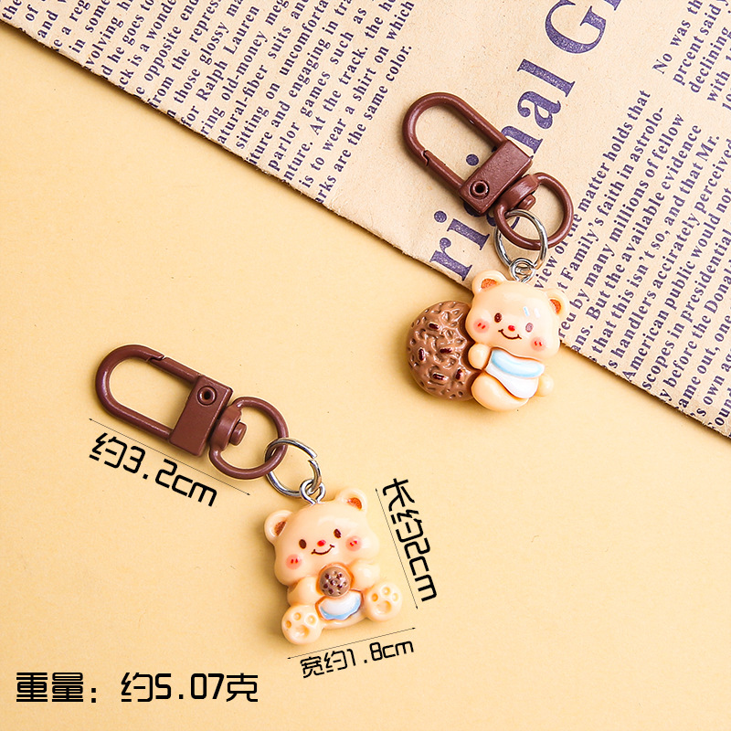 Fun cartoon chocolate bear food toy keychain pendant creative cute diy jewelry pendant girlfriend gift
