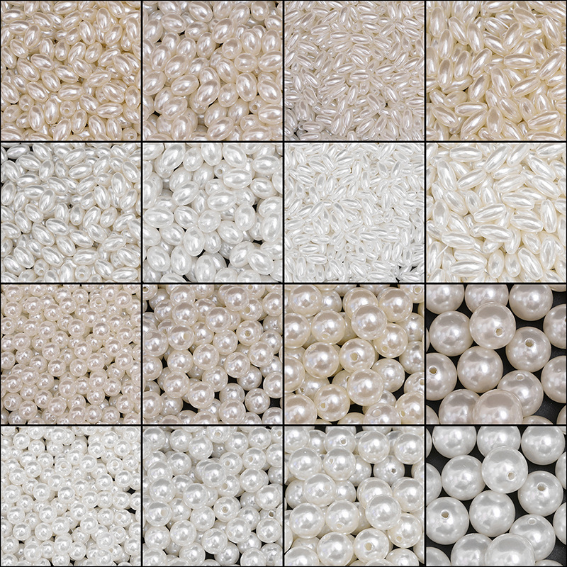 ABS perforated imitation pearls water-milled high-gloss loose beads diy handmade bead jewelry homemade bracelet bracelet accessory bag