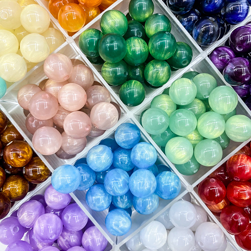 Resin flow gilt beads hand-beaded diy bracelet jewelry loose beads straight hole round bead jewelry material accessories