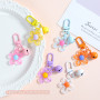 Colorful transparent hollow resin flowers diy pendant keychain bell jewelry accessories student backpack small pendant
