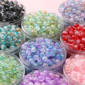 8/10mm acrylic cracked two-color beads round beads bursting loose beads handmade diy beaded bracelet material accessories