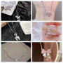 Niche design high-end clavicle chain trendy white moonlight necklace women's sweet and cool accessories necklace