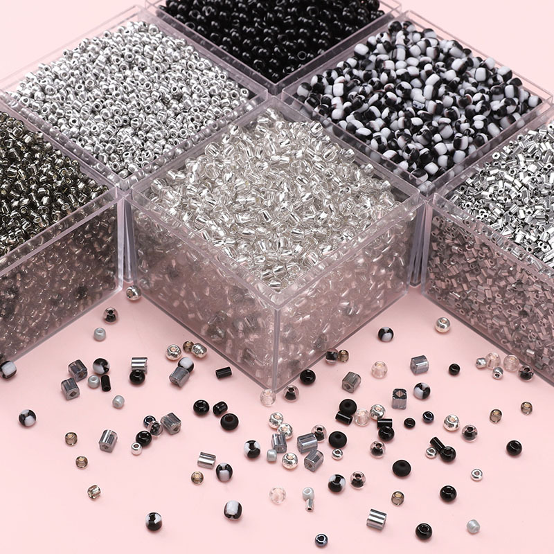 Glass high quality dark black rice beads round beads DIY handmade beads bracelet necklace jewelry accessories