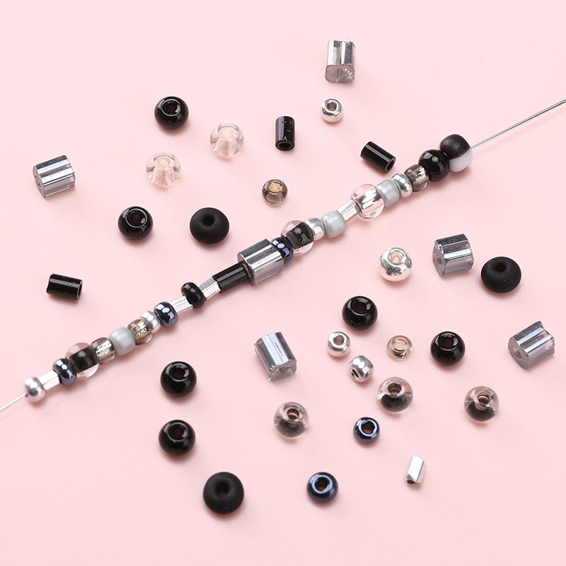 Glass high quality dark black rice beads round beads DIY handmade beads bracelet necklace jewelry accessories