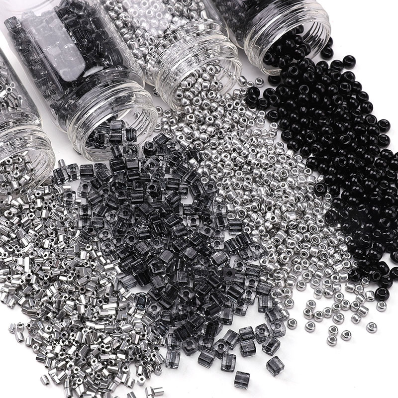 Glass high quality dark black rice beads round beads DIY handmade beads bracelet necklace jewelry accessories