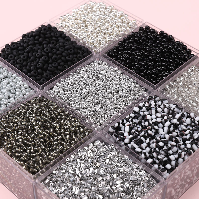 Glass high quality dark black rice beads round beads DIY handmade beads bracelet necklace jewelry accessories