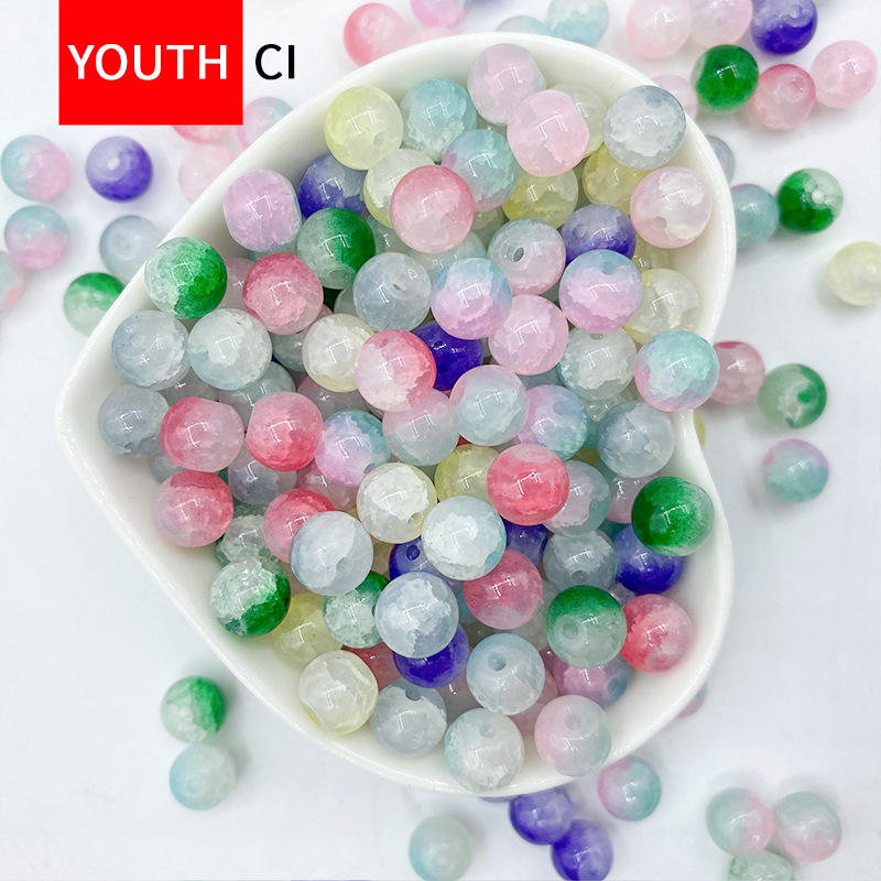 8mm cross-border jade broken glass beads colored glass crystal glass beads jewelry loose beads loose batch DIY jewelry beads