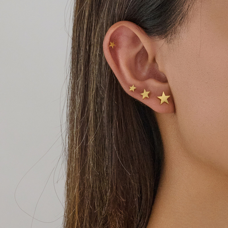 Cross-border simple wholesale stainless steel cutting geometric simple five-pointed star earrings for women light luxury piercing jewelry