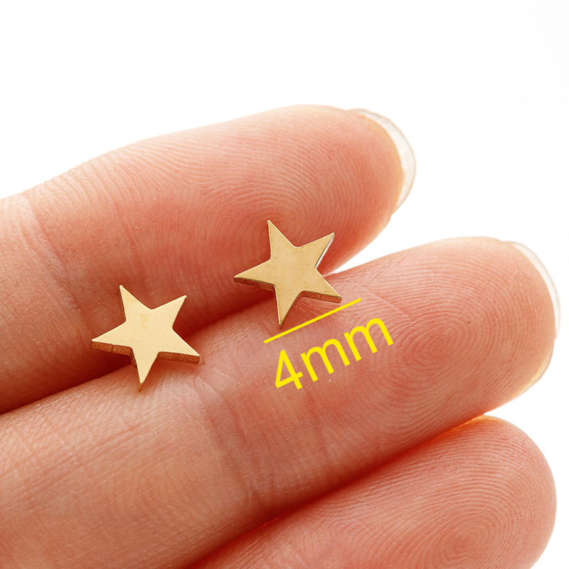Cross-border simple wholesale stainless steel cutting geometric simple five-pointed star earrings for women light luxury piercing jewelry