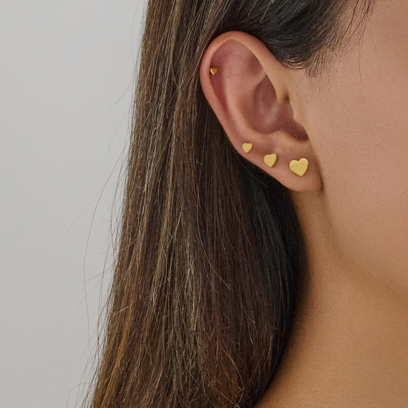 Foreign trade simple ins cold style love earrings for women stainless steel small geometric peach heart-shaped stacked earrings