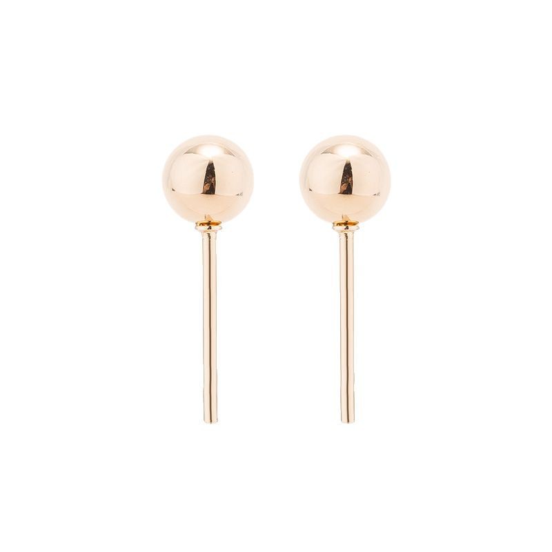 European and American foreign trade fashion stainless steel glossy ball earrings for women, simple geometric round piercing earrings, no need to remove them
