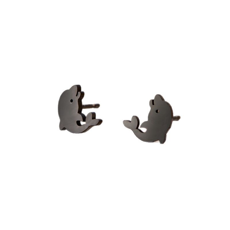 2025 new fashion cute dolphin whale earrings ins mini cartoon girls stainless steel simple earrings