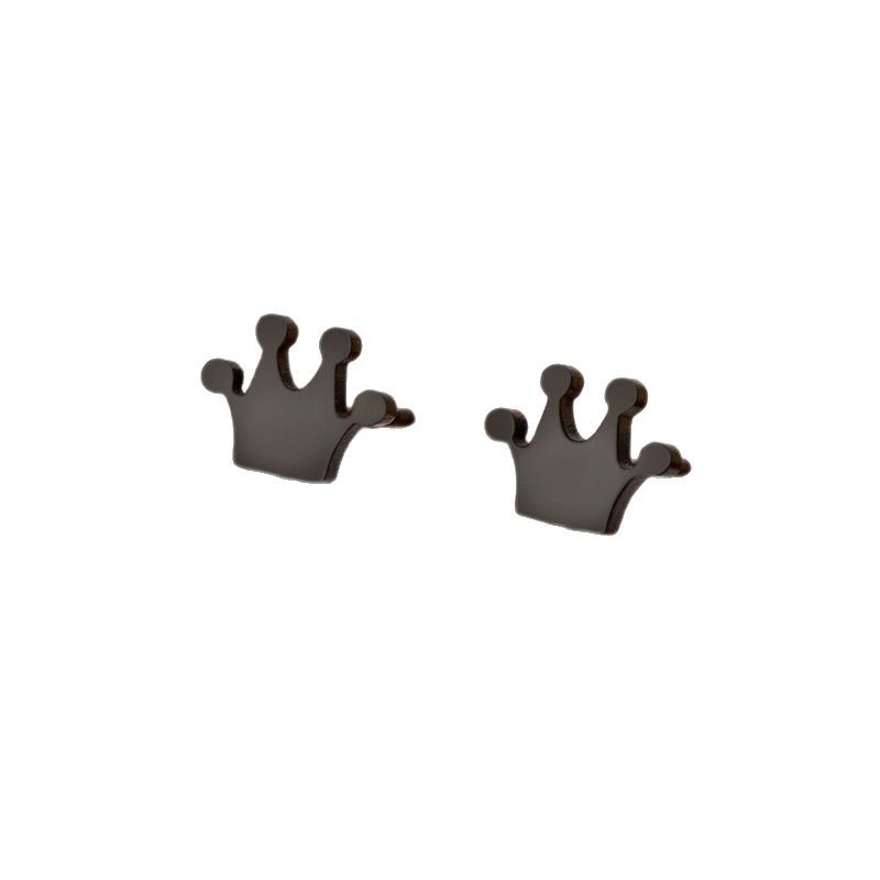 Foreign trade fashion personalized mini earrings 18k gold stainless steel queen crown earrings temperament earrings wholesale