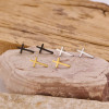 Cross-border supply European and American simple and personalized elongated cross earrings fashionable geometric piercing jewelry stainless steel