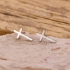 Cross-border supply European and American simple and personalized elongated cross earrings fashionable geometric piercing jewelry stainless steel