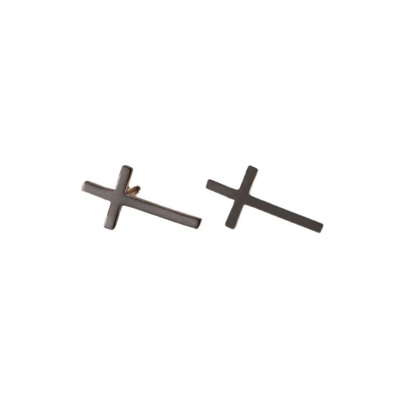 Cross-border supply European and American simple and personalized elongated cross earrings fashionable geometric piercing jewelry stainless steel