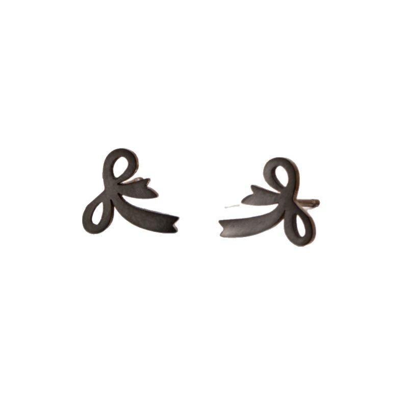 Bow tie earrings for women niche stainless steel cut sweet earrings irregular personality versatile light luxury jewelry in stock