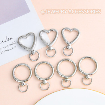 Zinc alloy white K love keychain hardware spring ring open ring connecting buckle jewelry handmade diy accessories wholesale
