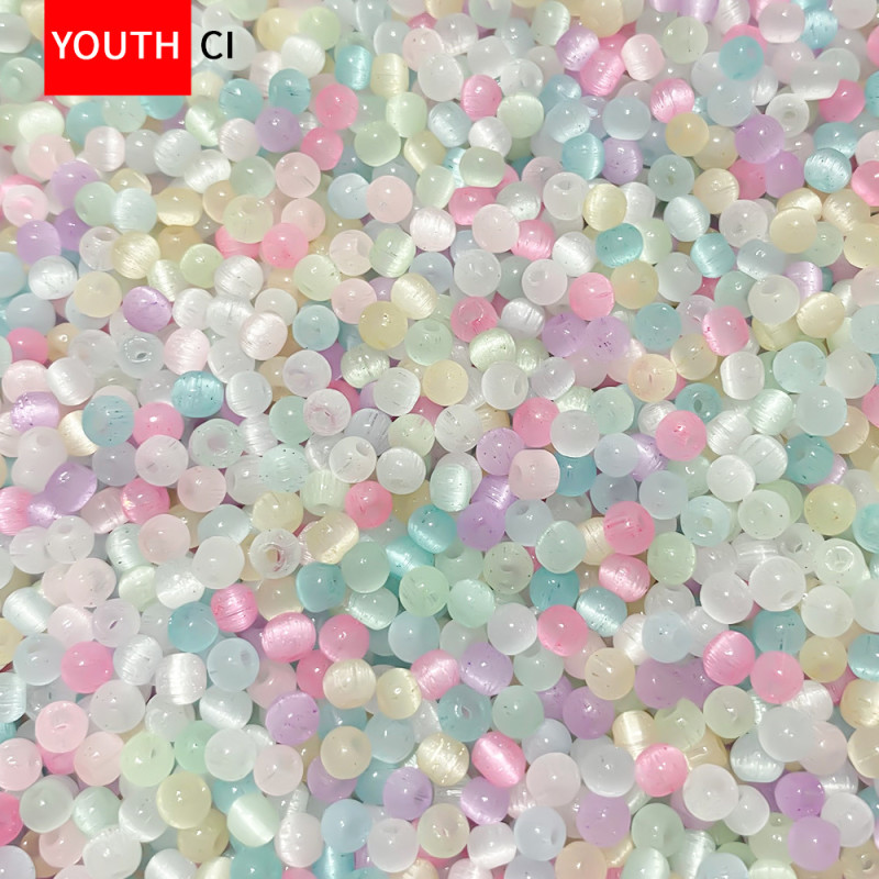 4mm brushed cat eye glass millet beads handmade diy accessories hand string beads loose bead bracelet round beads beads