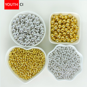 Small gold beads spacer beads bracelet spacer beads loose beads with beads DIY jewelry accessories straight hole color-preserving small silver beads beads