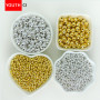 Small gold beads spacer beads bracelet spacer beads loose beads with beads DIY jewelry accessories straight hole color-preserving small silver beads beads