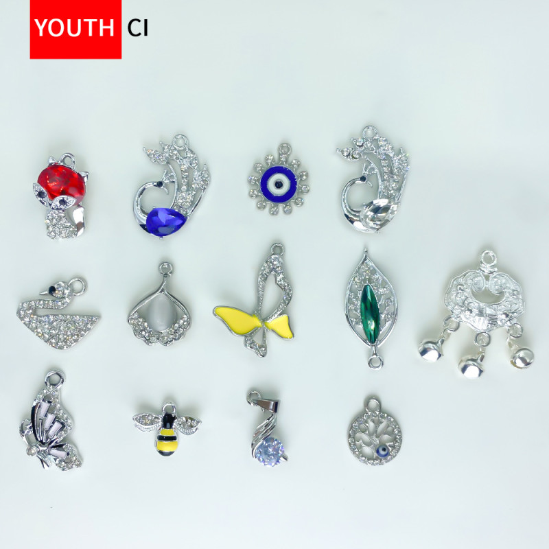 Silver alloy zircon pendant diy jewelry accessories bracelet necklace earrings pendant pendant high color retention