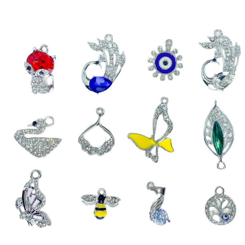 Silver alloy zircon pendant diy jewelry accessories bracelet necklace earrings pendant pendant high color retention