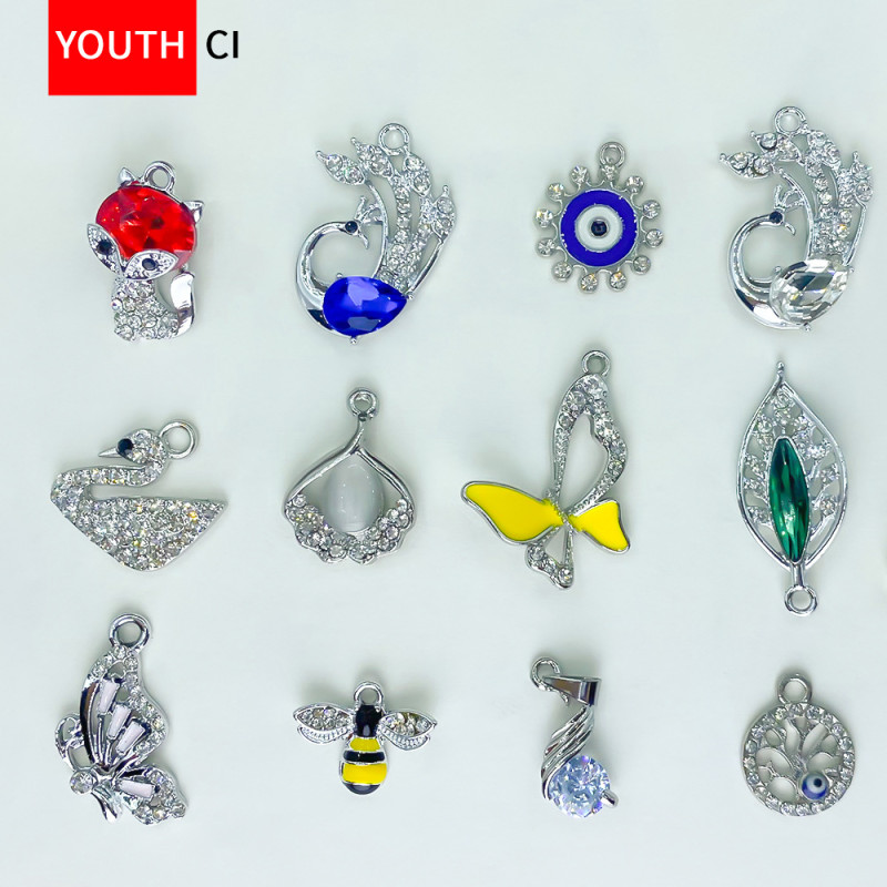 Silver alloy zircon pendant diy jewelry accessories bracelet necklace earrings pendant pendant high color retention