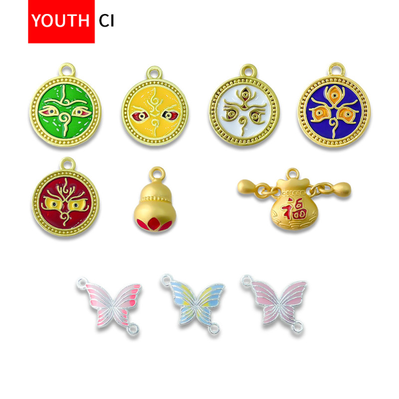 Dumb gold five-way god of wealth sand gold diy jewelry accessories dripping oil pendant bracelet necklace women's bracelet bead pendant