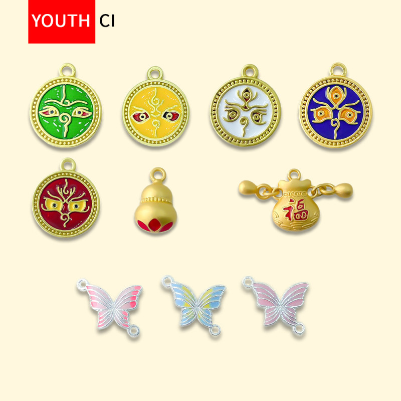Dumb gold five-way god of wealth sand gold diy jewelry accessories dripping oil pendant bracelet necklace women's bracelet bead pendant