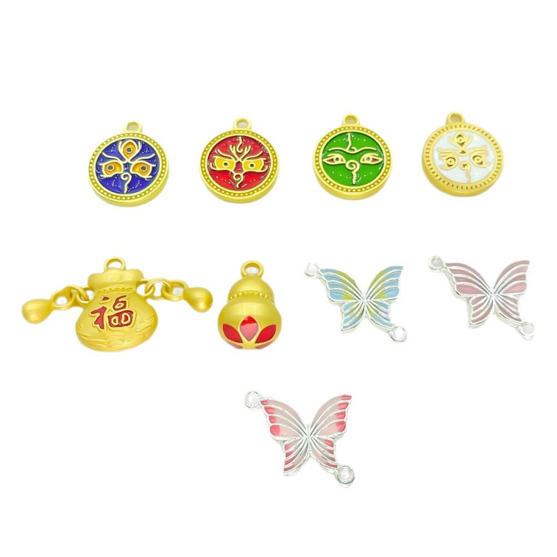 Dumb gold five-way god of wealth sand gold diy jewelry accessories dripping oil pendant bracelet necklace women's bracelet bead pendant