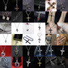 Cross-border hot selling punk style hot selling retro red cross pendant necklace girls chain personalized hip hop wholesale