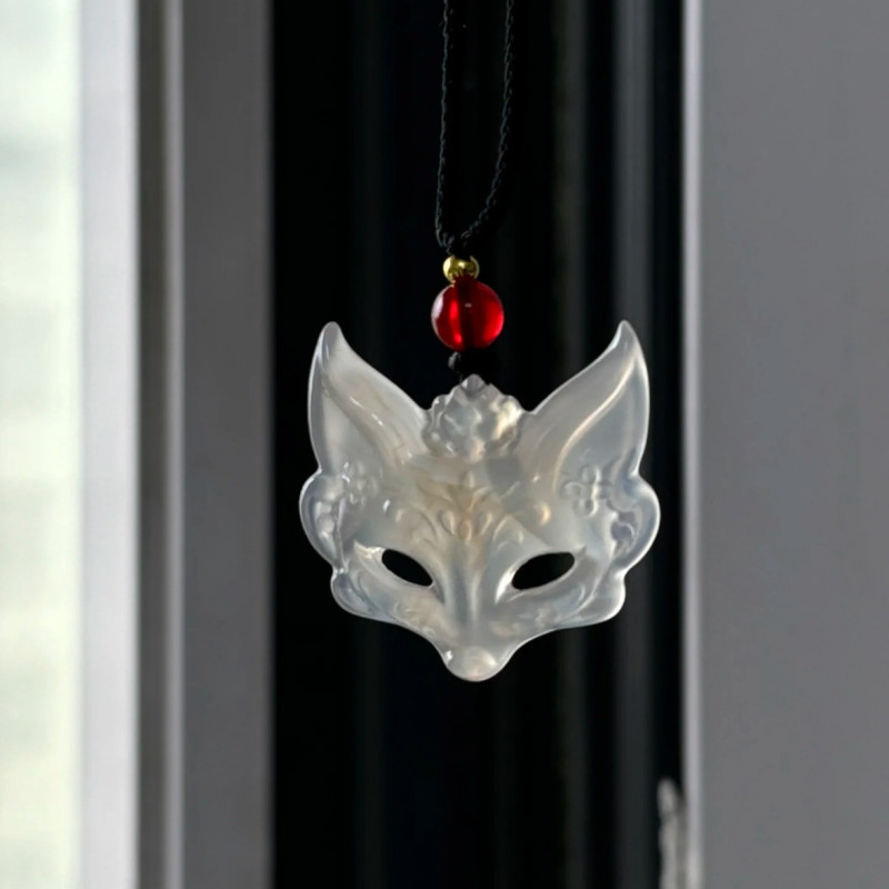 Fox mask necklace, Chinese style aesthetics, fox pendant, guardian spirit, knitted couple's best friend gift for men and women